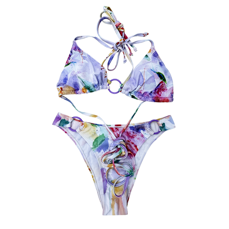 Backless Print Ring Badeanzüge