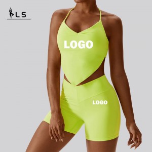 SC1065 2023 Neues benutzerdefiniertes aktives Wear Yoga -Anzug Set Fitness v Schnittrückback Yoga Shorts Yoga Fitness Sets