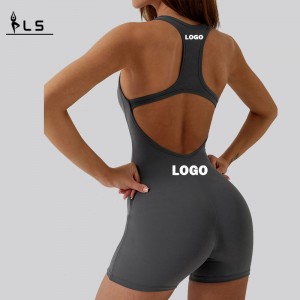 SC10611 Ein Teilenahtlose Frauen Yoga setzt BodySuit hohl aus ärmellose sexy kurze Rolpper -Jumpsuiten
