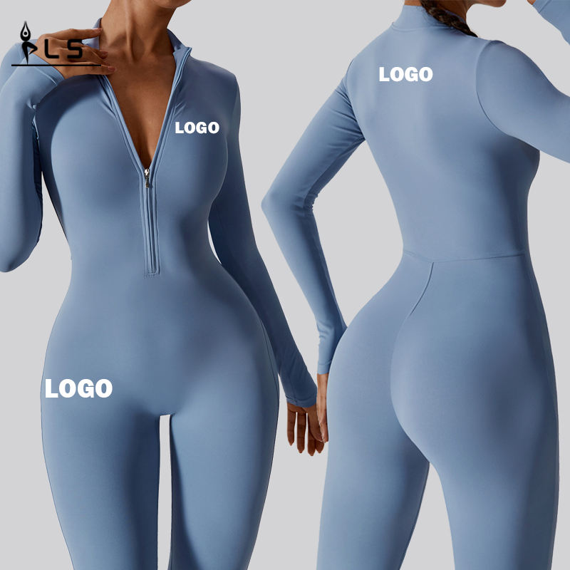 SC1072 kostenlose Probe Langschläfe Zip Top One -Stück Fitnessstudio Wear Active Overall Yoga Workout Strampler