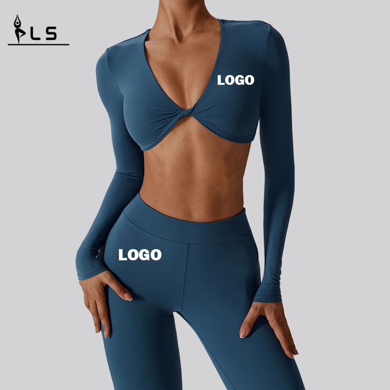 SC1078 Custom Crop Top Legging Anzug 2 Stück Wear Fitness Fitness Yoga Anzug Laufen Hosen Flare Leggings Yoga Set