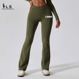 SC1096 hohe Taille Solid Vier-Wege-Stretch-Leggings für Frauen drücken Sie die Yogahosen für Frauen auf den