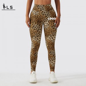 SC10112 Seamless Leopardenmuster hoher Taille Fitness Legging Femme Rippes Scrunch Bum Leggings Yogahosen