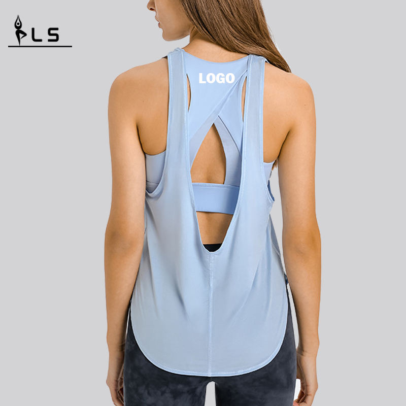 SC102512 Spring Fashion Lose Bluse Hollow Workout Tops Yoga Frauen \'s Tanktop Womens Yoga Tanpop Open Rücken