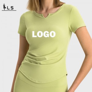 SC10274 Slim Fit T-Shirt Frauen haben eng anliegende Langhülle-Yoga-T-Shirt-Kleidung Yoga Kleidung für Frauen Yoga Top Gym T-Shirt