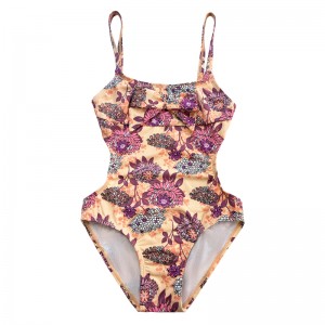 Badeanzug von Kindern mit gedrucktem Neckholder -Rücken ausgehöhlt