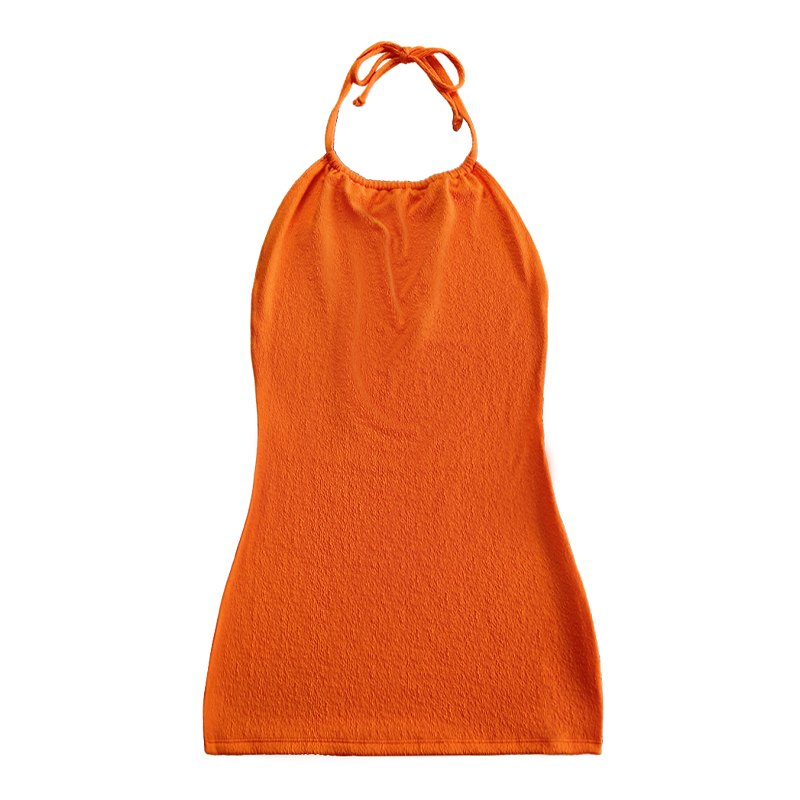 Orangefarbenes Rüfentuchhalter -Gurtkleid Badeanzug